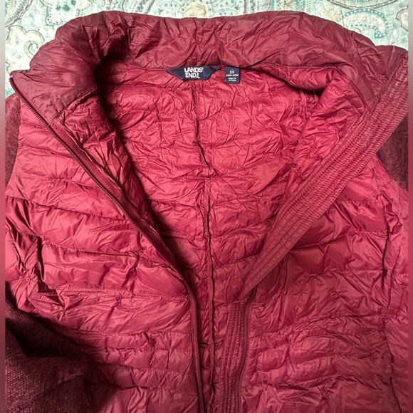 Lands' End Maroon Down Sweater Jacket Women's Size 2X - Picture 2 of 12